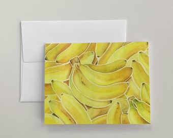 Just Because Cards Set, Blank Note Cards, Watercolor Bananas Stationery A2