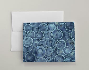 Just Because Cards Set, Blank Note Cards, Watercolor Blueberries Stationery A2