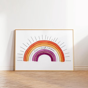 Live Laugh Lesbian Rainbow Wall Art Print, LGBTQIA Pride Apartment Decor