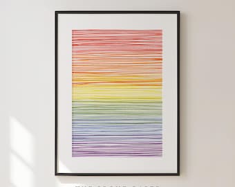 LGBTQ Wall Art Print, Subtle Gay Pride Rainbow Apartment Decor, Abstract Queer Art