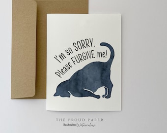Funny Apology Card, Cat Sorry Card Set