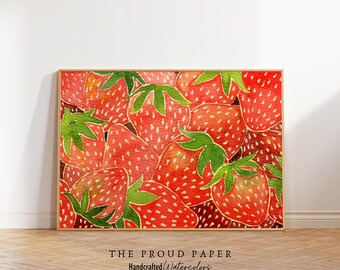 Modern Kitchen Wall Art Still Life Fruit Painting Strawberries