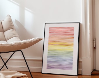 Rainbow Abstract Art Print: Minimalist Queer Decor (Digital Download)