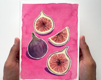 Original Watercolor Painting of Figs Still Life