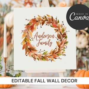 Fall Wedding Sign Editable, Autumn Wreath Printable Decor