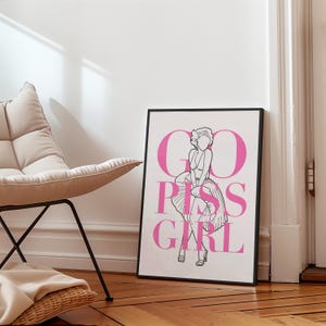 Funny Girl Bathroom Poster, Go Piss Girl Wall Art Print