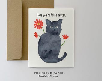 Funny Get Well Soon Card, Cat Card Set