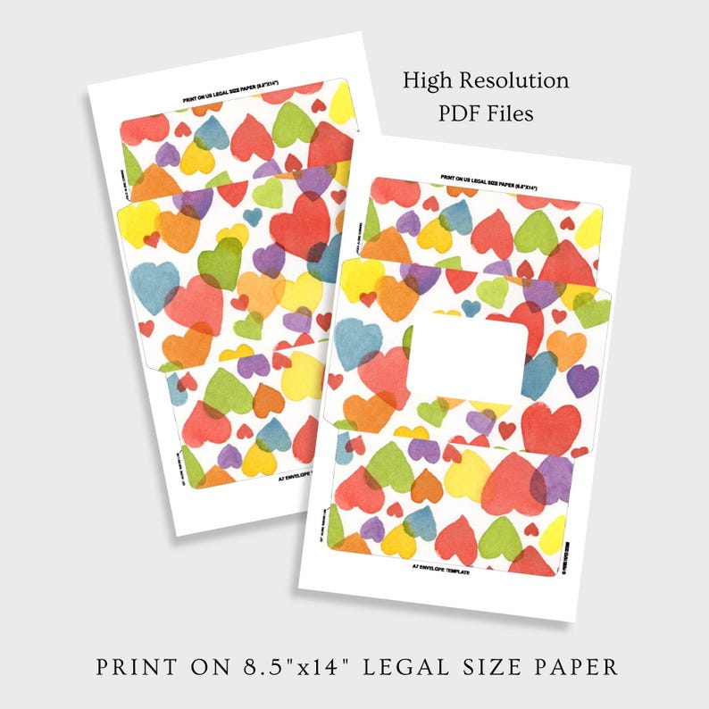 Printable A7 Envelope Template, DIY Envelope for 5x7 Valentines Cards ...