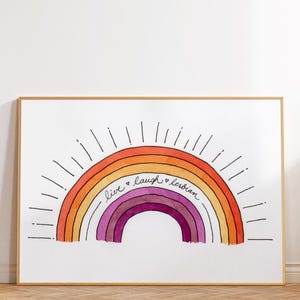 Lesbian Pride Rainbow Art Print: Live Laugh Lesbian (Digital Download)