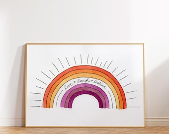 Lesbian Pride Rainbow Art Print: Live Laugh Lesbian (Digital Download)