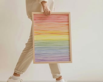 LGBTQ Wall Art Print, Subtle Gay Pride Rainbow Apartment Decor, Abstract Queer Art