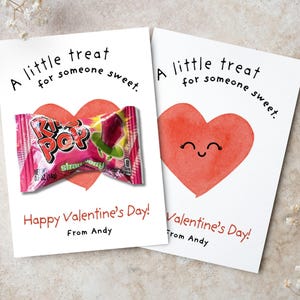 Einfache druckbare Valentinstagskarte für Kinder, editierbare Süßigkeitskarte ""A Little Treat for Someone Sweet"" für Schule oder Klassenzimmer."