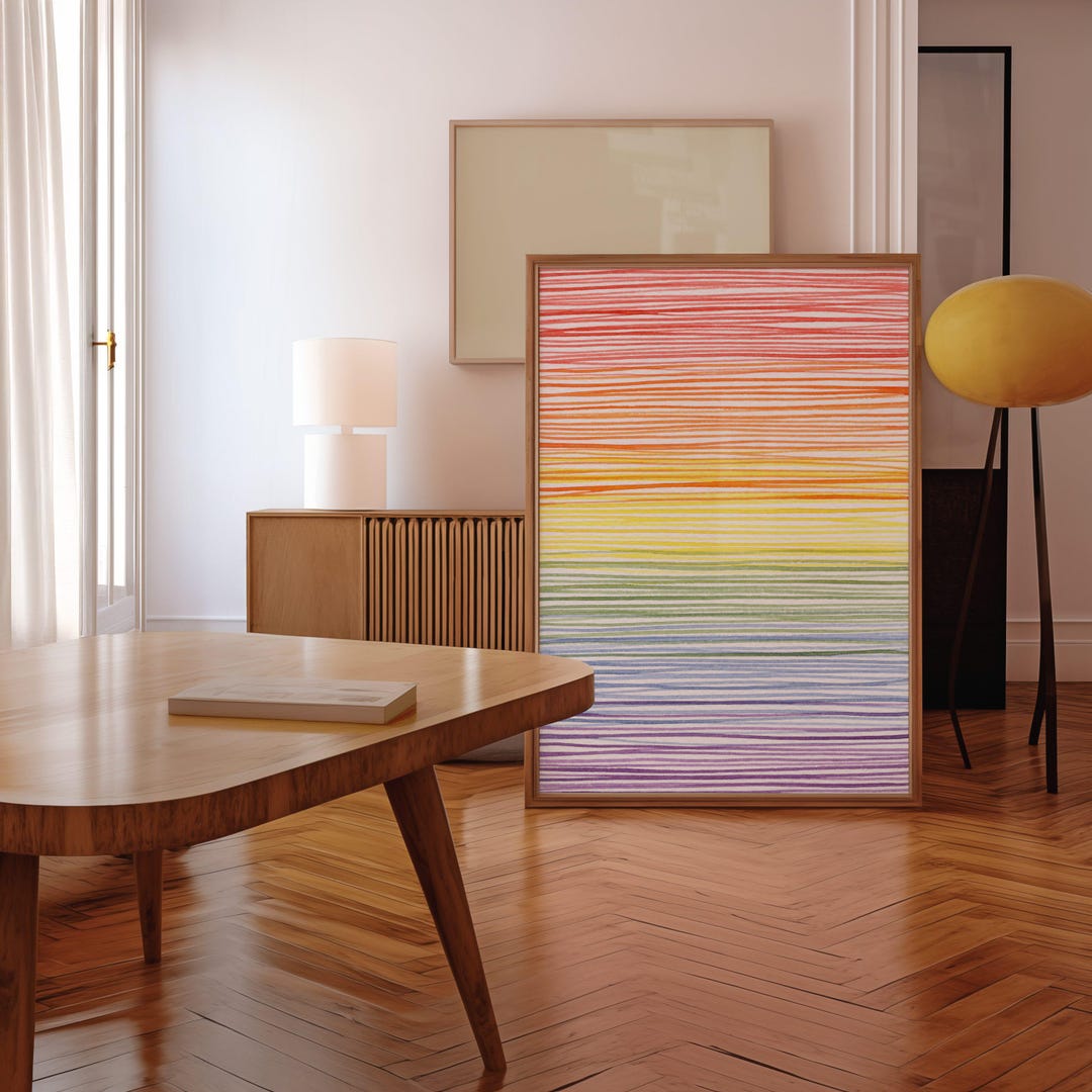DIGITAL - Abstract Rainbow Printable Wall Art Colorful Modern Room ...