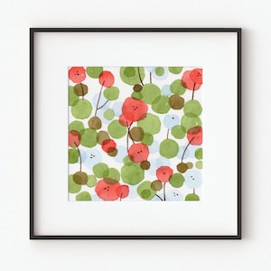 Colorful Abstract Floral Wall Art | Square Maximalist Cottagecore Watercolor Art Print | Instant Download Printable Art