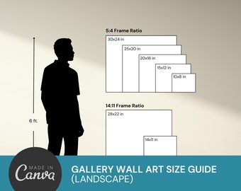 Gallery Wall Art Editable Size Guide, Custom Gallery Wall Decor Size Chart, Wall Art Listing Template, Custom Vertical Wall Art Frame Mockup