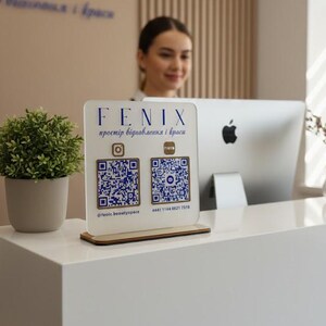 Custom Business Door Sign with QR Code, Personalized Information Plaques about