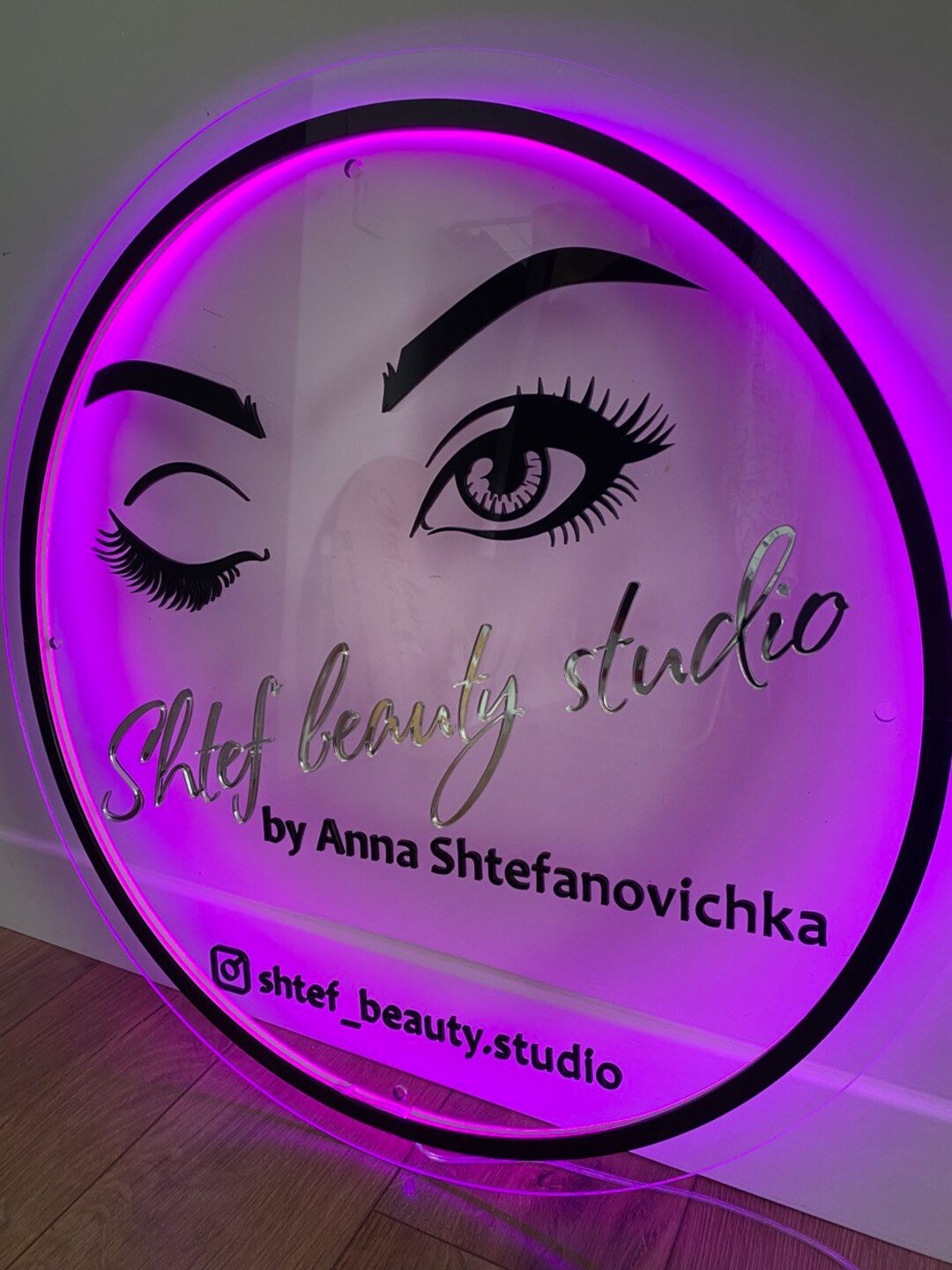 Custom Made Acrylic Brand Sign With Mirror Logo and Backlit Etsy