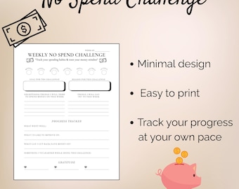 30-Day No Spend Challenge Tracker | Minimalist Budget (PDF)