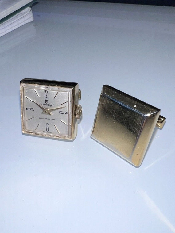 SOVEREIGN TIME PIECE / watch cufflinks / swiss ma… - image 1