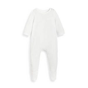 Plain Unisex White Baby Sleepsuit