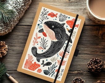 Cuaderno Kraft A5 con diseño de ballena
