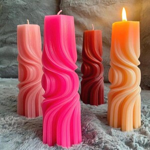 Scented Pillar Candle, Pillar Candle, Wavy pillar Candle, Swirl Candle - (Pack Of 2)