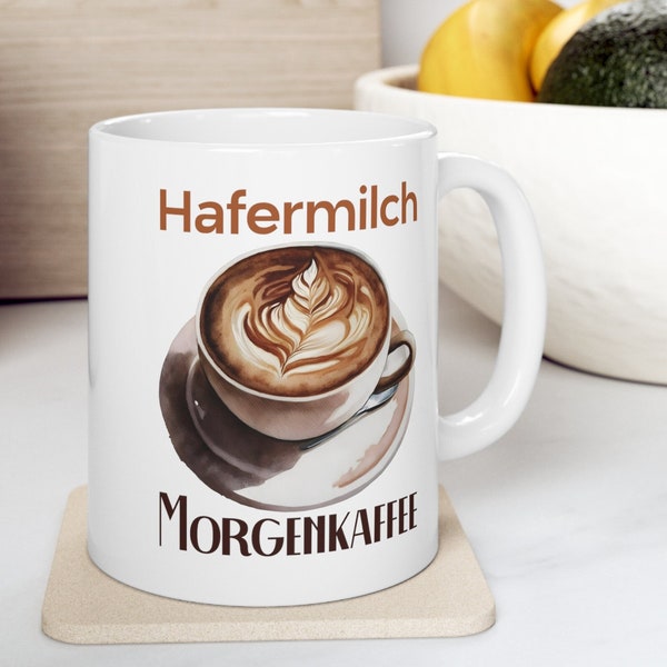 Hafermilch Morgenkaffee Becher Vegan Geschenk für vegetarischen Kaffeefan Geschenk für veganes Leben Kaffeetasse für Hafermilch Fan