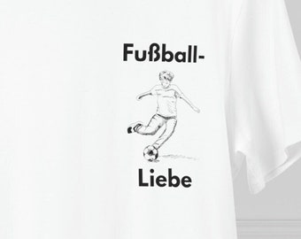 Fußball-Liebe T-Shirt, Handgezeichneter Junge Fußball T-Shirt Geschenk für Fußball-Spieler T-Shirt mit Fußball-Zeichnung
