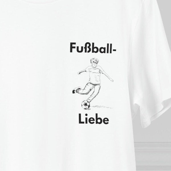 Fußball-Liebe T-Shirt, Handgezeichneter Junge Fußball T-Shirt Geschenk für Fußball-Spieler T-Shirt mit Fußball-Zeichnung