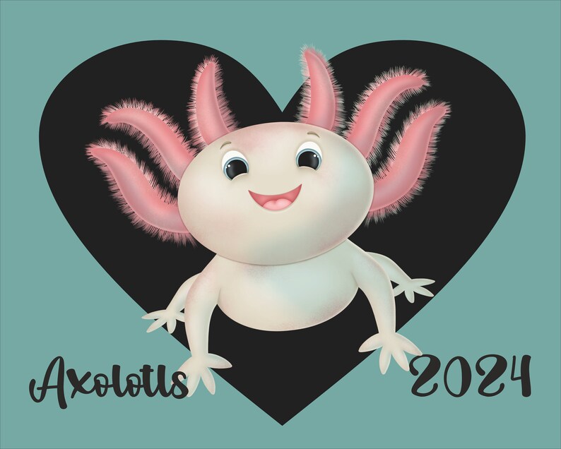 Axolotl Calendar 2024 Cute Comicstyle Axolotl Illustrations Gift