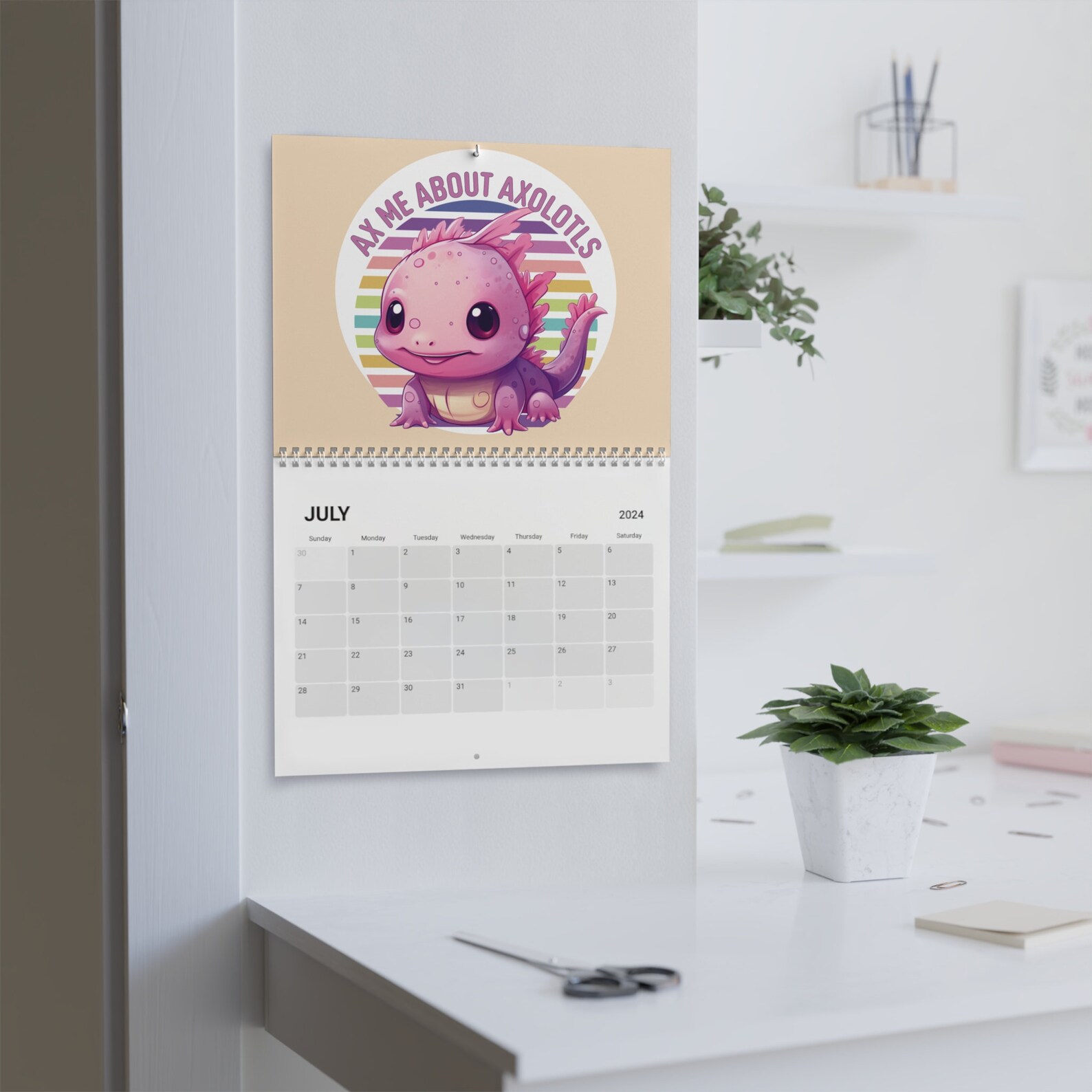 Axolotl Calendar 2024 Cute Comicstyle Axolotl Illustrations Gift