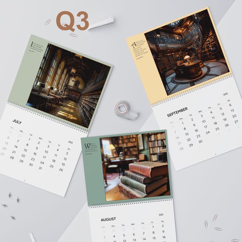 Fantastic Libraries Calendar 2025 in 2 Sizes With Quotes for Book Lover ...