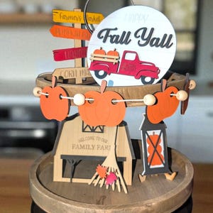 Rustic Fall Tiered Tray Decor: Reclaimed Wood Mini Sign Set