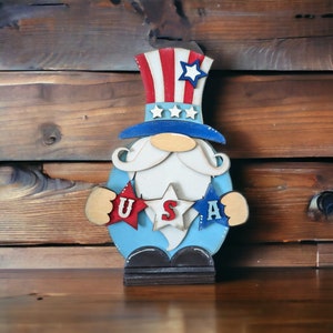 Standing Uncle Sam Gnome | Shelf Sitter | USA decor| Tiered Tray Decor | July 4 decor