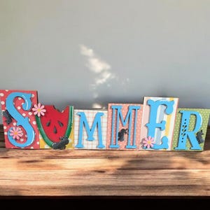 Summer Word Block Summer Chunky Word Design Summer Decor Summer Mantle Decor Summer Mantel Decor