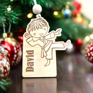 Personalized Karate Ornament Custom Ornament Karate Lover Gift Kids Ornament Wood Ornament