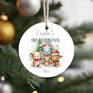 Personalized Lion Baby 1st Christmas Ornament - New Baby Gift and Holiday Keepsake