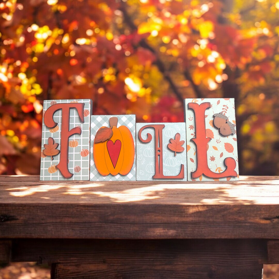 Fall Word Box Fall Word Block Fall Decor Fall Shelf Sitter Mantel Decor Wooden ...
