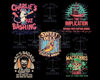 Always Sunny 5 SVG Bundle Funny, Sweet Dee Frank Charlie Mac Dennis Bundle Of 5 SVG Files, Can be sent as PNG for same price is preferred