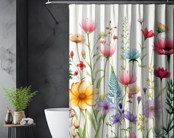 Wildflower Mix Shower Curtains, Botanical Bathroom Decor, Bathroom Refresh Gifts, Botanical Shower Curtains. Mama Gift, Mother's Day Curtain