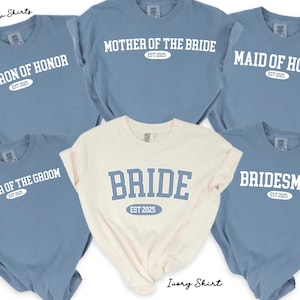 Custom Bride Bridesmaid Shirt, Comfort Colors, Bridal Party Gift, Wedding Day Getting Ready, Trendy Bachelorette Merch, Group Matching Tee