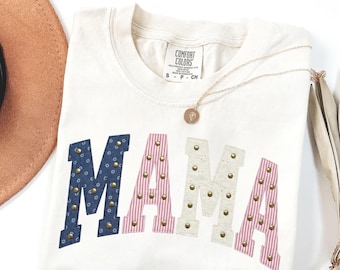 Comfort Colors Mama Shirt, Mothers Day Gift, Cute Mom Shirt, Mama Tee, 4th July Mama Shirt, New Mom Gift, Baby Shower Gift, Gift for Mama