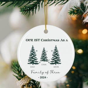 Personalized Family of Three Christmas Ornament - Family of 3, Baby's First Christmas Ornament, Custom Baby's First Christmas Ornament