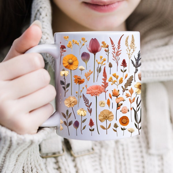 Floral Elegance Mug, Cottagecore Coffee Cup, FlowerGarden Enthusiast, Gift for Her, Botanical Tea Delight, Botanical Mugs, flower Mug