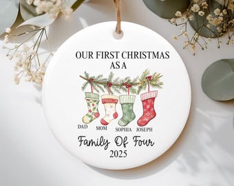 Family Of Four Christmas Ornament, Custom New Family Ornament, Baby's First Christmas Ornament, Personalized Family Ornament,Family Of Three