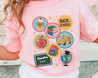Personalized Back to School Shirt: Custom Name Pre-K Tee, Coquette Stamp