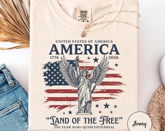 Amerikas Semiquincentennial Shirt, USA 250th Jubiläum T-Shirt, Amerika Freiheitsstatue mit Flaggen T-Shirt, Land of the Free