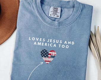 Christliches Vaterländisches Hemd, liebt Jesus und Amerika auch T-Shirt, minimalistisches USA Glaube Hemd, 4. Juli Amerika 250 T-Stück