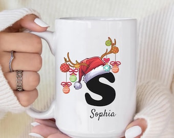 Mug de Noël personnalisé, Mug d'hiver personnalisé, Tasse à chocolat chaud, Mug monogramme, Tasse à café de Noël, Cadeaux mug personnalisé, Mugs d'hiver