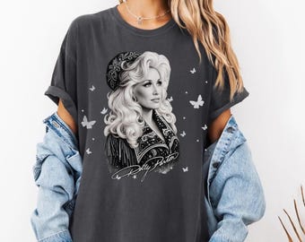 Comfort Colors® Vintage Dolly Parton Tribute Shirt, Country Music Legend Portrait Tee, Retro Dolly Shirt